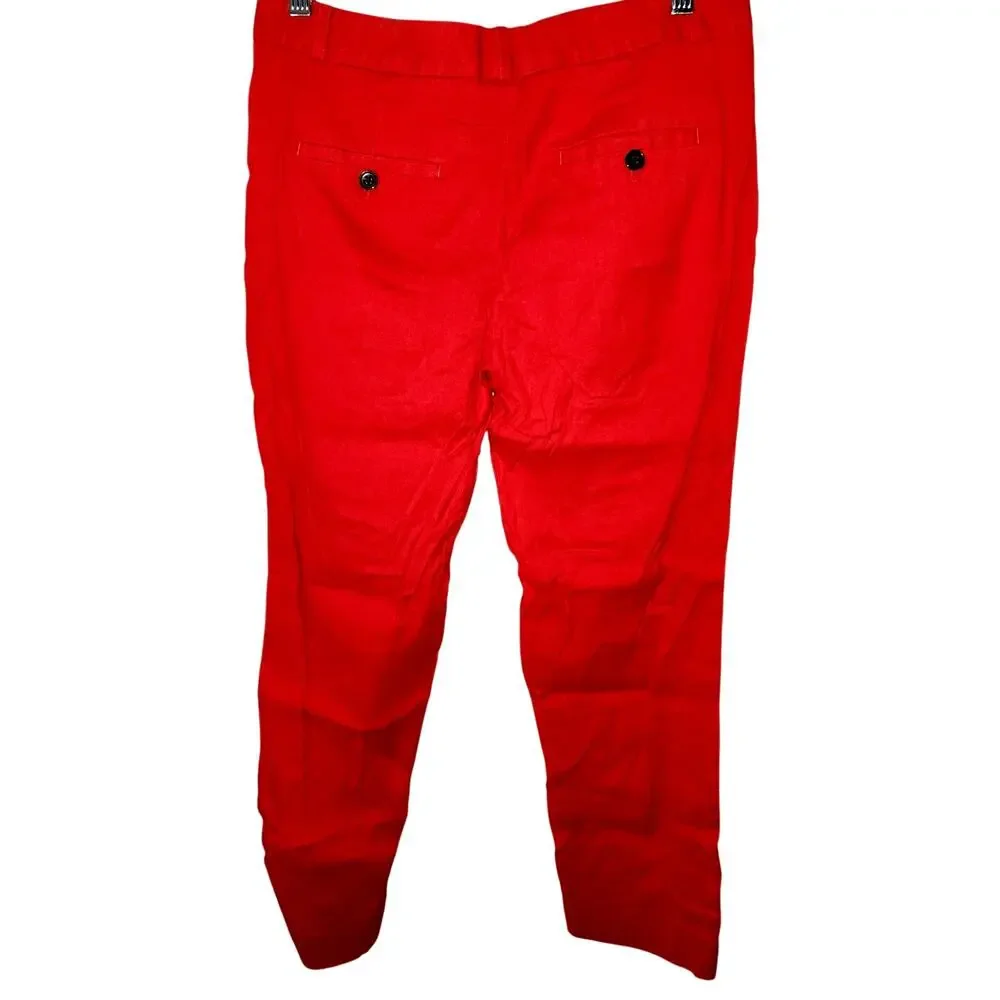 Banana Republic Avery Red Linen Ankle Pants Size 6